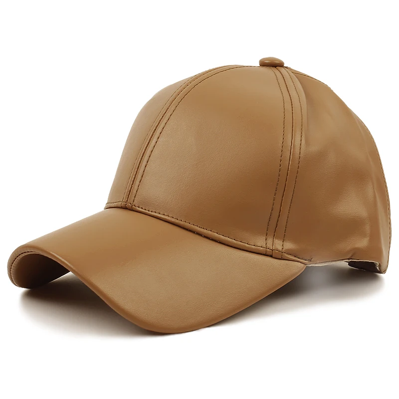 Geebro Women Adult PU Leather Baseball Cap Outdoor Casual Trucker Snapback  hat  - £80.06 GBP