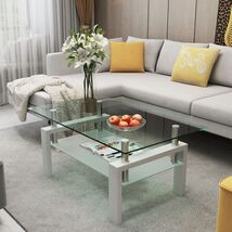 White Coffee Table, Clear Coffee Table,Modern Side Center Tables for Liv... - $188.64