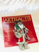 Estate JJ Artifacts Signed Pewter &amp; Enamel Santa Claus Holding Toys Christmas Ho - £19.01 GBP