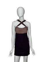 Free People Dress Mini Size 6 Plum Beaded Criss Cross Straps NEW With Tags - £18.84 GBP