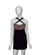 Free People Dress Mini Size 6 Plum Beaded Criss Cross Straps NEW With Tags - £18.83 GBP