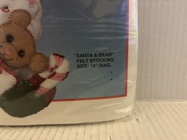 Bucilla CHRISTMAS 82609 &quot;SANTA &amp; BEAR&quot; Felt Stocking Size: 18&quot; Diag. - £22.42 GBP