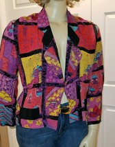 Vtg 80s 90s Carole Little Colorful Lightweight Jacket Sz 8 Artsy - $19.79