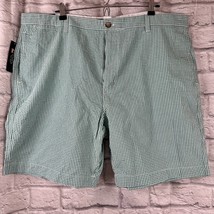 Chaps Herren Shorts 42 Taille Flach Vorne Grün Gingham Aufdruck Kariert Nwt - $20.78