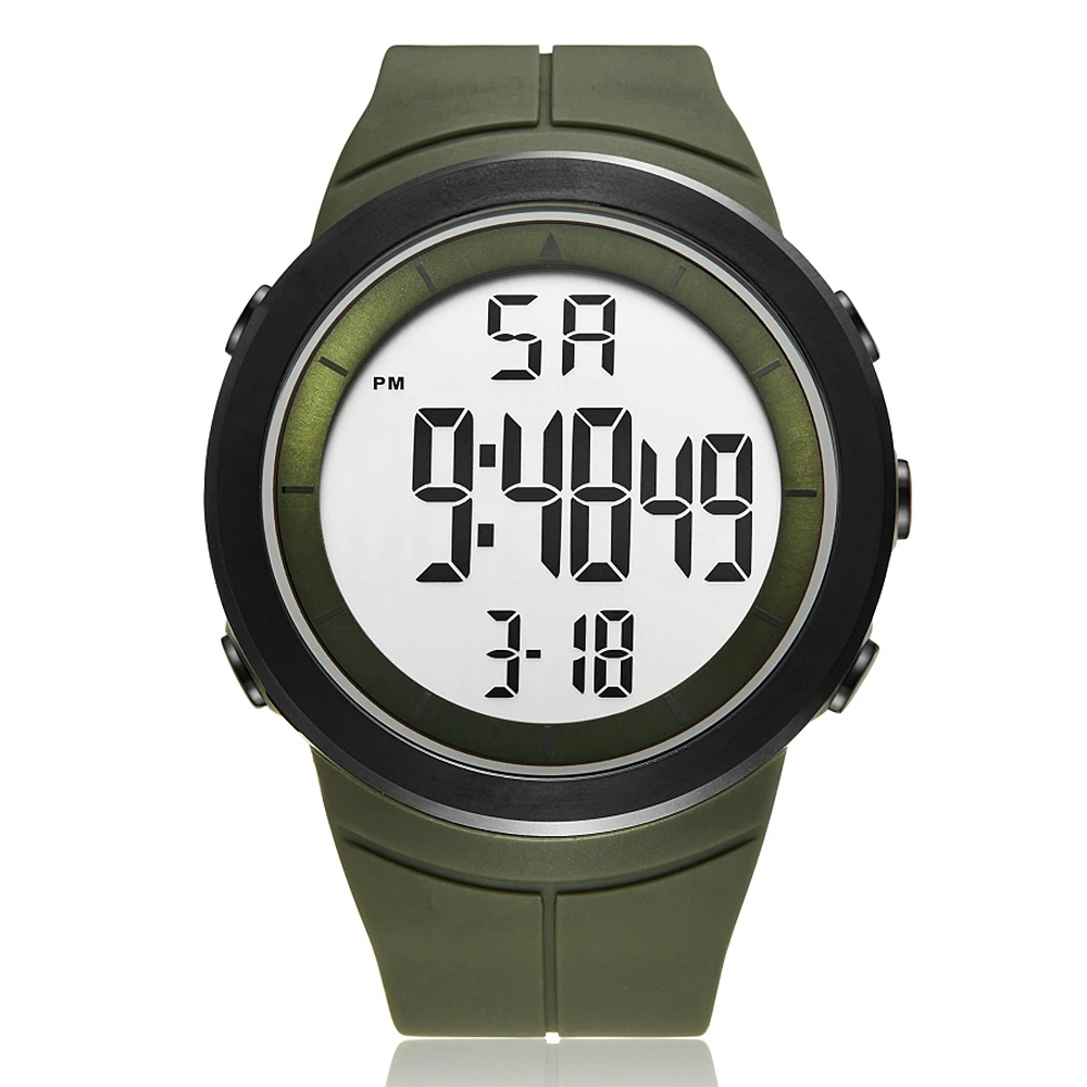 OHSEN Mens   50m Waterproof  LCD Digital Black  celet Men  Stopwatch Alarm Clock - £89.84 GBP