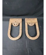 Antique Old Horseshoe U Shaped Cast Iron Barn Door Rollers Hangers Pair Set - £43.36 GBP