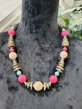 African Vintage Beads Wooden Multicolor Necklace - £11.96 GBP