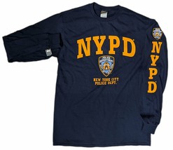 NYPD Kids Long Sleeve Police Gift T-Shirt Navy Yellow Officially License... - £15.97 GBP