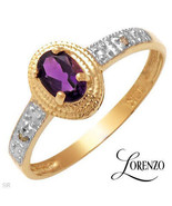 0.51ctw DIAMOND & Oval Purple AMETHYST Gemstone 10K Yellow Gold Ring sz 6.75 - £136.73 GBP