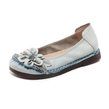 Genuine Leather Loafers For Women Flower Woman Flats Mocassins Femme Women&#39;s Loa - £39.60 GBP