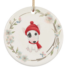 Cute Bull Terrier Dog Lover Ornament Flower Watercolor Christmas Gift Tree Decor - £11.83 GBP