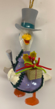 Vintage Hand Painted 1985 Kurt Adler Top Hat Wood Ornament Goose Duck Christmas - £15.56 GBP
