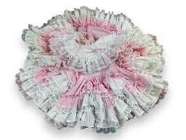 Vtg Lid&#39;l Dolly&#39;s Pageant Dress Full Circle Cake Ruffles &amp; Lace Pink White Sz 1T - £38.38 GBP