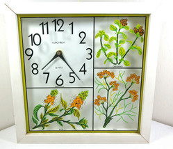 Vintage Verichron Wall Clock 11.5&quot; Wood Glass Frame Herbs Basic Oregano Dill - £55.35 GBP