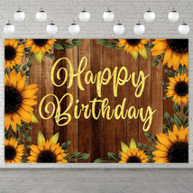 Sunflower Happy Birthday Rustic Wood Banner Backdrop Sunflowers Flowers Fall The - £15.96 GBP
