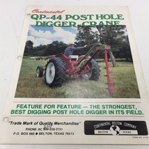 Vintage 1970s Continental Belton QP-44 Post Hole Digger Crane Brochure  - $24.99