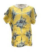 Bellambia Italy Linen Boxy Top Blouse Cap Sleeve Yellow Blue Tie Dye Siz... - $42.69