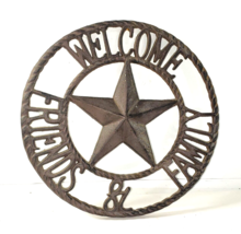 11&quot; Cast Iron Welcome Friends &amp; Family Sign Rustic Western Wall Decor Barn Porch - £15.94 GBP