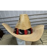 VTG Artel Cowboy Sisal Straw Hat w Red Black Feather Band Size 6 3/4 Rar... - $39.80 CAD