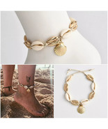 Natural Cowrie Sea Shell Beads Anklet Bracelet Chain Barefoot Beach Foot... - €11,16 EUR