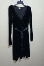 Anne Klein Women&#39;s Velvet Wrap Dress Long Sleeve Black Sz L New - $59.50