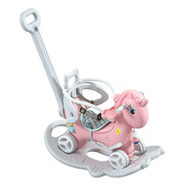 Rocking Horse for Toddlers, Balance Bike Ride On Toys with Push Handle, Backrest - £69.47 GBP