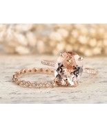 3Ct Oval Gorgeous Cut Morganite Bridal Engagement Ring 14K Rose Gold Finish - €73,34 EUR