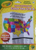 Crayola Color the USA States &amp; Symbols Coloring Maps Age 5+, 6 Double-Sided - £2.33 GBP