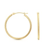 14k yellow gold hoop earrings braided style 20mm diameter and 2mm wide - €156,31 EUR