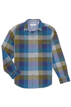 Tommy Bahama Canyon Beach Flannel Shirt Mens 3XLT Long Sleeve Cotton Green Blue - £62.62 GBP