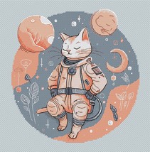 Space cat cross stitch superwoman pattern pdf - Astronaut cross stitch Galaxy  - £9.90 GBP