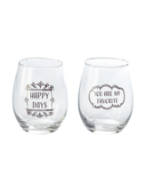 Home Essentials 2-Piece "You are My Favorite" 15 Ounce Stemless Wine Glass Set - £23.91 GBP