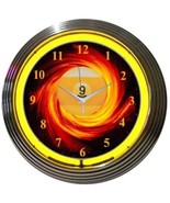 9 Ball Fire Billiard Pool Neon Clock 15&quot;x15&quot; - £61.61 GBP