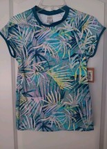 Title Nine Woman&#39;s S Swim Shirt Palm Print Top Teal/lime - £18.16 GBP