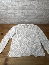 SLEEP SENSE Thick Top Soft Animal Print Sleep Sweater Shirt Long Sleeve Sz S - £11.29 GBP