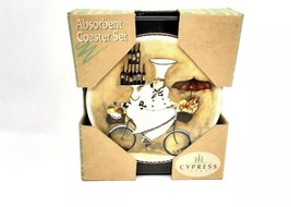 Coasters Wine Peddlers &amp; Caddy Cypress Home Stone Absorbent Set Of 4 - £7.57 GBP