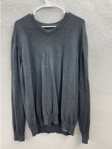 Eddie Bauer Mens Sweater Size Large Gray Wool Blend V-Neck Long Sleeve - £7.62 GBP