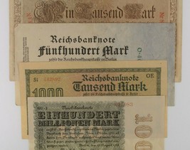 1910-1923 Germany 4-Notes Set Empire 1000 Republic 500 1000 &amp; 100 Million - $49.92