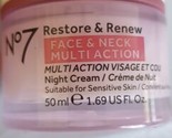 No7 Restore &amp; Renew Multi Action Face &amp; Neck Night Cream,1.69oz New  - $16.35