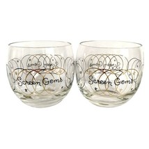 SCREEN GEMS Bar Glass Pair Roly Poly Atomic Vtg Mid Century 10oz Old Hollywood - £39.51 GBP