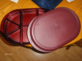 Tupperware Preludio Divided Sectioned Serving Tray Set Cranberry Serving Dish - £27.40 GBP