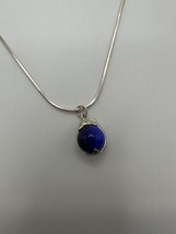 Vintage 18  Sterling Silver Dolphin Blue Iridescent Pendant Necklace - £30.89 GBP
