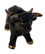 Japan Black Ceramic Bull Figurine With Gold Accents # 1880 mark at bottom - $509.34 MXN