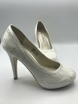 Coloriffics Brigette Lace Platform Heels 4 1/4&quot; with 1&quot; platform Satin D... - £31.45 GBP