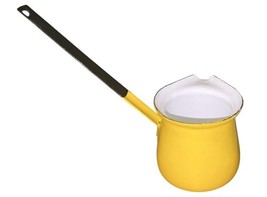 Vintage Yellow Enamel Canister & Pour Pot Set Wood Lid Mid-Century Kitchen MCM image 7