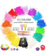 MEGANEOPRE Loom Bracelet Bands Kit 4500+ Pcs 15 Colors Clips Hooks Loom - $56.93 MXN
