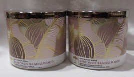 Bath &amp; Body Works 3-wick Scented Candle Lot Set Of 2 Coconut Sandalwood - £52.41 GBP