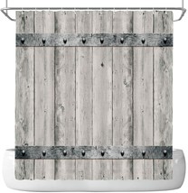 Grey Wood Planks Farmhouse Fabric Shower Curtain, W/Hooks, Modern Rustic, 72&quot;x72 - £17.12 GBP