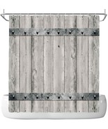 Grey Wood Planks Farmhouse Fabric Shower Curtain, W/Hooks, Modern Rustic... - £17.12 GBP