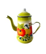 Vintage Metal Enamelware Coffee Pot Lid Tomato Green Farmhouse Country C... - £22.72 GBP